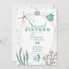 Aquamarin & rosa Unterwasser Whimsical Sweet 16 Pa Einladung