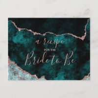 Aquamarin & Rose Gold Foil Brautparty Rezept Karte