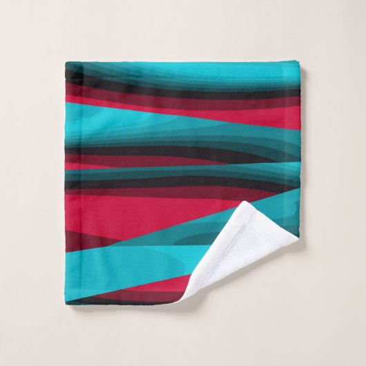 Aquamarin-rot Abstrakt Badhandtuch Set (Waschlappen)