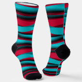 Aquamarin-rot Abstrakt Socken (Gewinkelt)
