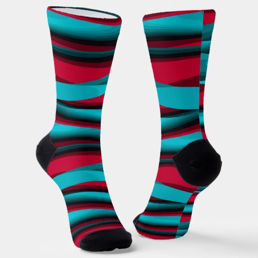 Aquamarin-rot Abstrakt Socken (Gewinkelt)