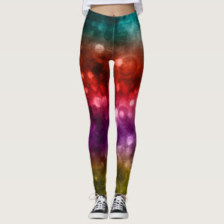 Aquamarin, rot, Lila & Chartreuse Abstrakt Bokeh Leggings