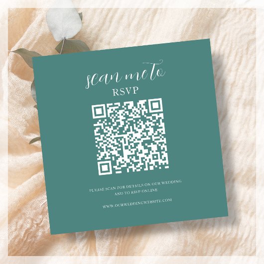Aquamarin | RSVP QR Code für Hochzeiten Begleitkarte