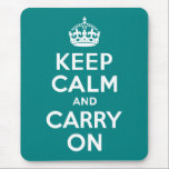 Aquamarin ruhig bleiben und weiterfahren mousepad<br><div class="desc">Aquamarine und weiße "Keep Calm and Carry On" moderne Version des klassischen Posters.</div>