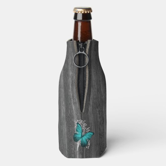 Aquamarin Rustikale Schmetterlingsflasche Personal Flaschenkühler (Flasche Rückseite)