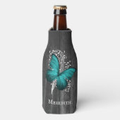 Aquamarin Rustikale Schmetterlingsflasche Personal Flaschenkühler (Flaschenvorderseite)