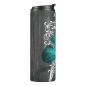 Aquamarin rustikaler Schmetterling Personalisierte Thermosbecher (Nach links gedreht)