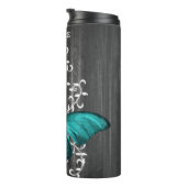 Aquamarin rustikaler Schmetterling Personalisierte Thermosbecher (Nach rechts gedreht)