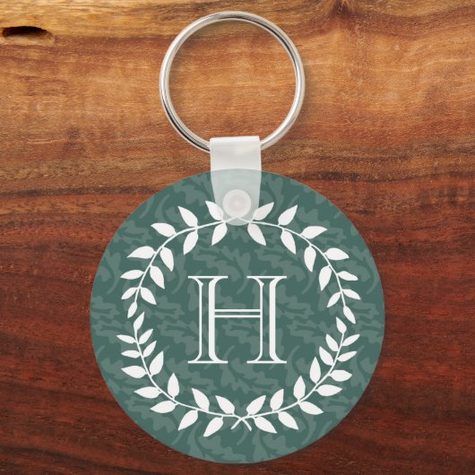 Aquamarin & Sage Greenery Botanischer Kranz Mit Mo Schlüsselanhänger (Rückseite)