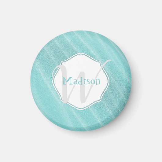 Aquamarin Sand Ripples Personalisiert Magnet (Vorne)