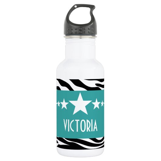 Aquamarin Sassy Star Zebra Edelstahlflasche (Vorderseite)