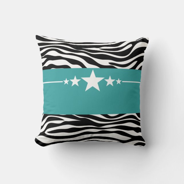 Aquamarin Sassy Star Zebra Pillow Kissen (Vorderseite)