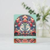 Aquamarin Save the Date Card Mucha Style (Stehend Vorderseite)