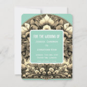 Aquamarin Save the Date Card Mucha Style (Rückseite)