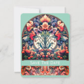 Aquamarin Save the Date Card Mucha Style (Vorderseite)
