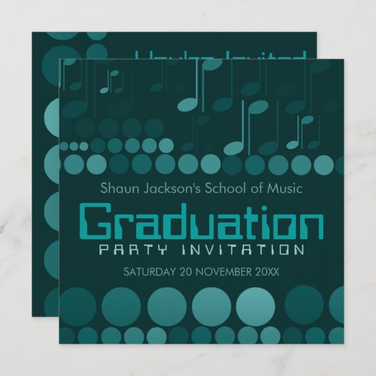 Aquamarin School of Music Abschluss Einladung (Vorne/Hinten)