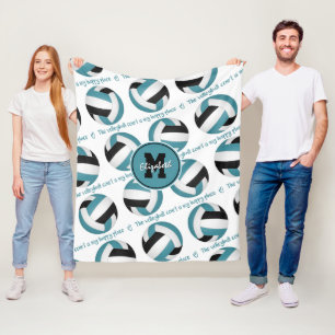 aquamarin Schwarz Der Volleyballplatz ist mein glü Fleecedecke