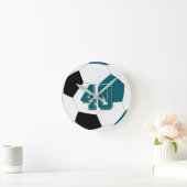 aquamarin Schwarz oder JEDES Team farbig Kinderfuß Runde Wanduhr (Zuhause)