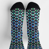Aquamarin-schwarz-schwarz-scharfe Augen-Muster Coo Socken (Oben)
