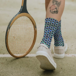 Aquamarin-schwarz-schwarz-scharfe Augen-Muster Coo Socken