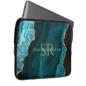 Aquamarin, schwarz und goldfarben, DIY-Name und Mo Laptopschutzhülle (Vorne Rechts)