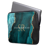 Aquamarin, schwarz und goldfarben, DIY-Name und Mo Laptopschutzhülle (Vorderseite Links)