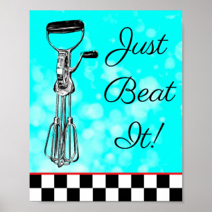 Aquamarin, Schwarz und Rot nur schlagen Es Zeichen Poster