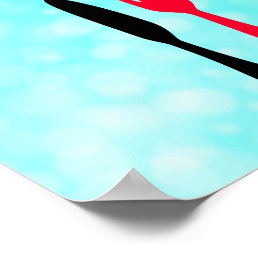 Aquamarin, schwarz und rot Unterschreiben für Küch Poster (Ecke)