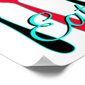 Aquamarin, schwarz und rot Unterschreiben für Küch Poster (Ecke)