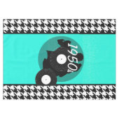 Aquamarin, schwarz und weiß Vintag Tischdecke (Vorderseite (Horizontal))