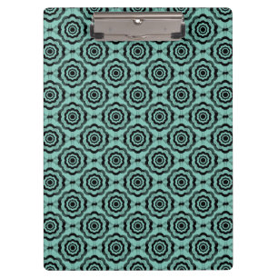 Aquamarin Schwarze Blume Nahtloses Muster Klemmbrett