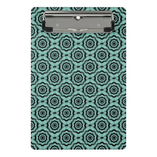 Aquamarin Schwarze Blume Nahtloses Muster Mini Klemmbrett (Vorderseite)