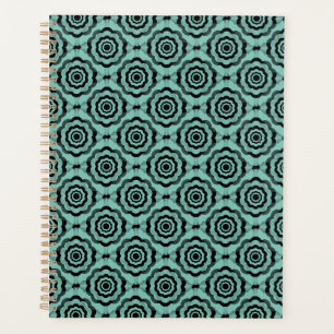 Aquamarin Schwarze Blume Nahtloses Muster Planer