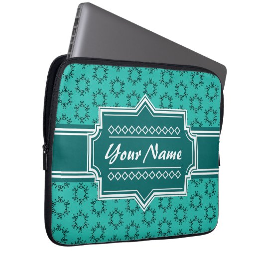 Aquamarin Scribble Hand Hrawn Floral Personalisier Laptopschutzhülle (Vorne Rechts)