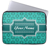 Aquamarin Scribble Hand Hrawn Floral Personalisier Laptopschutzhülle (Vorderseite)