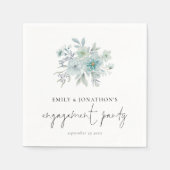Aquamarin Sea Mist Florals Script-Engagement Party Serviette (Vorderseite)
