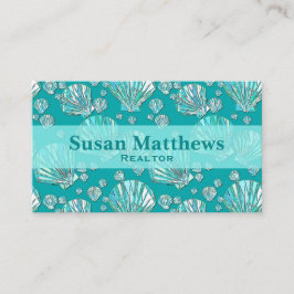 Aquamarin, seafoam Muscheln, Türkishintergrund Visitenkarte