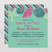 Aquamarin Seashells Wedding Bridal Dusche Einladun Einladung (Vorne/Hinten)