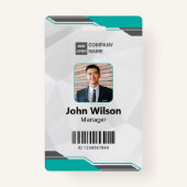 Aquamarin & silber Moderne ID mit Foto & Strichcod Ausweis (Vorderseite)