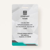 Aquamarin & silber Moderne ID mit Foto & Strichcod Ausweis (Rückseite)