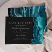 Aquamarin Silver Agate Dark Save the Date Einladung