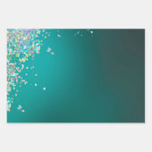 Aquamarin Silver Confetti Geschenkpapier Set (Vorderseite 2)