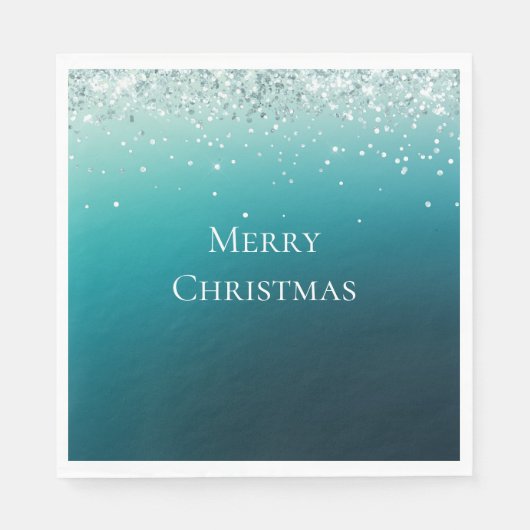 Aquamarin Silver Confetti Serviette (Vorderseite)