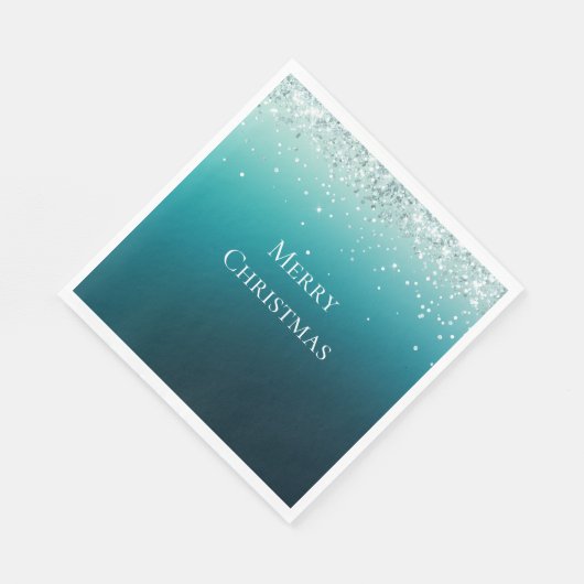 Aquamarin Silver Confetti Serviette (Ecke)