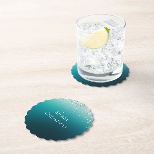 Aquamarin Silver Confetti Untersetzer (Vor Ort)