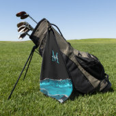Aquamarin & Silver Glam Personalisiert Golf Handtu Golfhandtuch (Gras)