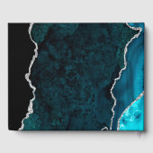 Aquamarin & Silver Glitzer Agate Wedding Gästebuch (Rückseite)