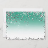 Aquamarin & Silver Glitzer Glamour Kleid Sweet 16  Einladung (Rückseite)