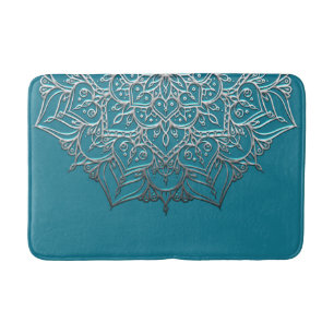 Aquamarin & Silver Mandala Elegant Minimal Marokka Badematte