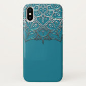 Aquamarin & Silver Mandala Elegant Minimal Marokka Case-Mate iPhone Hülle (Rückseite)